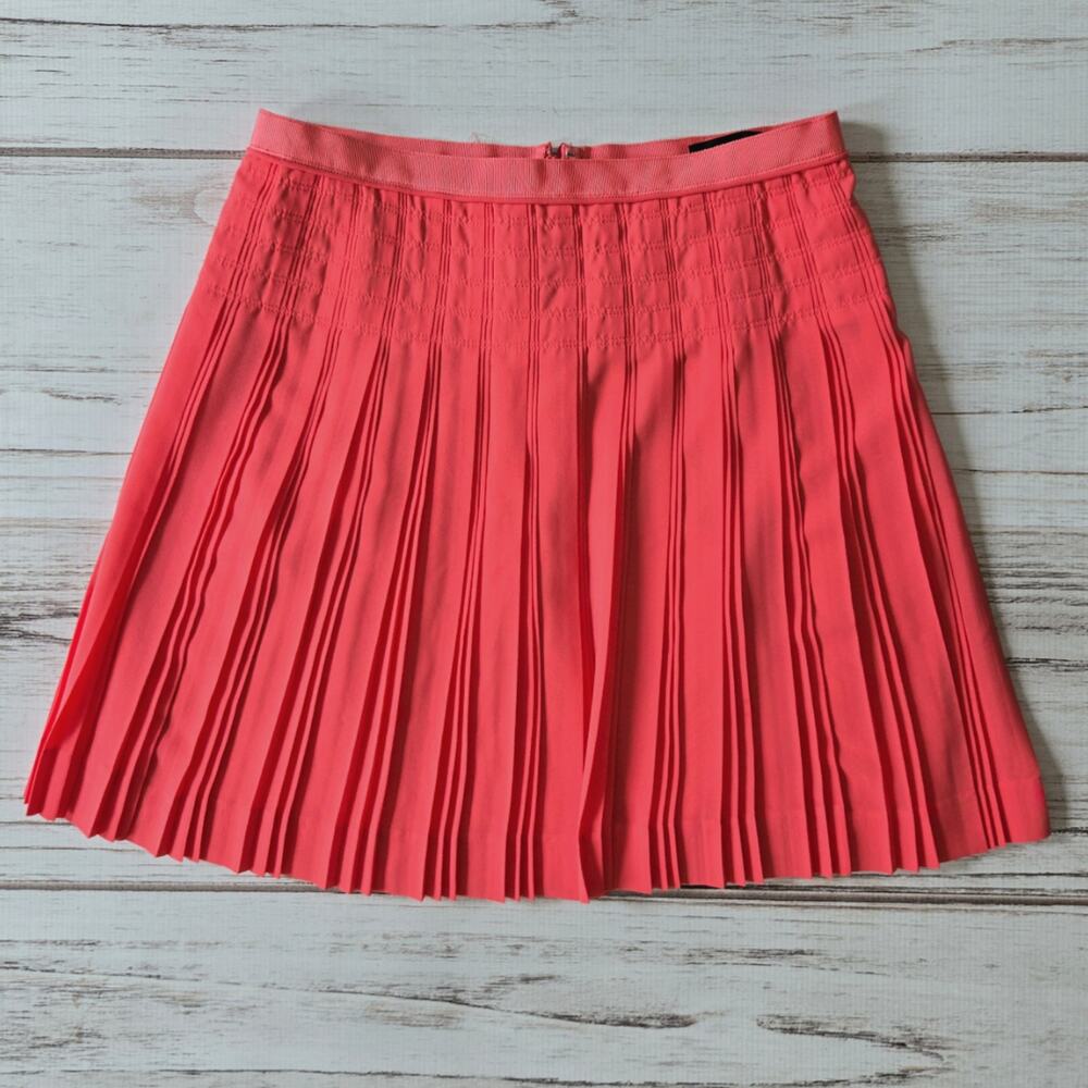 J. Crew Coral Pleated Mini Skirt Sz 2
